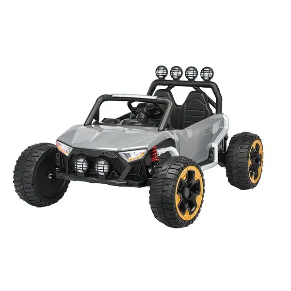 Masinuta electrica pentru copii cu telecomanda 2,4G Nichiduta Alaser Grey,2motoarex55W,Roti EVA cu rulment,Scaun din piele ecologica,Suspensii,Lumini LED fataspate,Usi cu deschidere,Functie leganare,Bara cu proiectoare