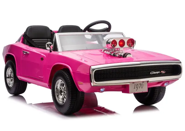 Masinuta electrica pentru copii Dodge Charger RT Pink, motor 2x200W, baterie de 24V7Ah, telecomanda 2.4G, faruri LED fataspate, sistem audio integrat cu bluetooth, USB, card Micro SD, intrare MP3, 135 x 68 x 50 cm