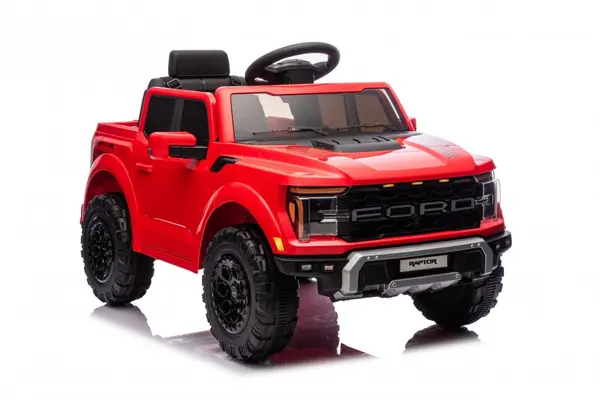 Masinuta electrica pentru copii Ford Raptor F-150 Red cu licenta,faruri led,muzica,2 motoare,acumulator 12V4,5Ah,deschidere usi,slow start,spatiu de depozitare