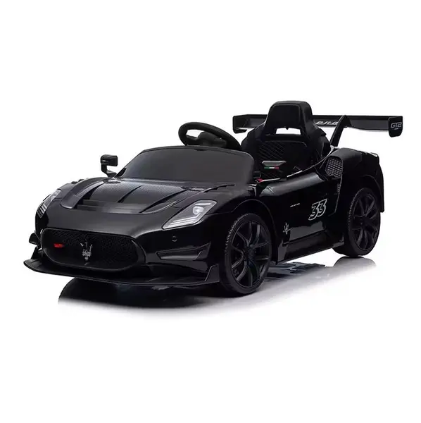 Masinuta electrica pentru copii Maserati MC20 GT2 Black 300W cu echipare Premium si licenta, pornire la buton, scaun din piele, slow start, lumini, suspensii, roti din spuma Eva si scaun piele