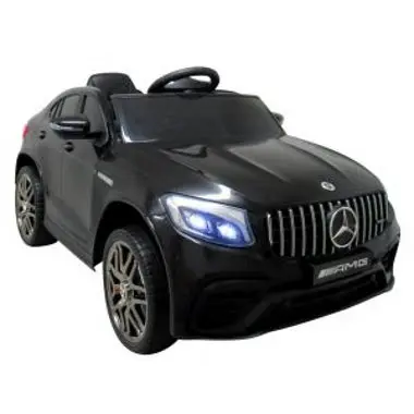 Masinuta electrica pentru copii Mercedes AMG GLC 63S R-Sport 3-6 ani negru 180W cu telecomanda, 4 x 4, roti EVA, scaun piele, pornire lenta, lumini si deschidere usi