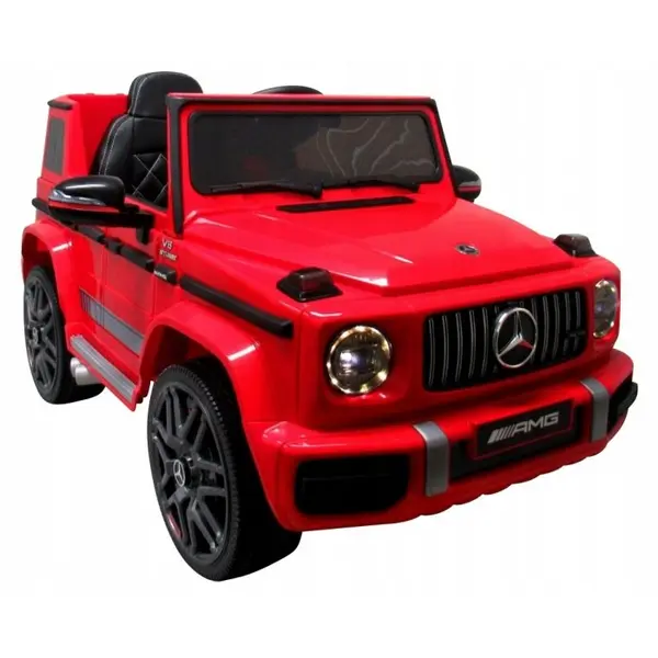 Masinuta electrica pentru copii Mercedes G63 Rosu 70W cu telecomanda, roti EVA si scaun piele , usi cu deschidere, panou muzica, centura de siguranta, maner tractare, 12V