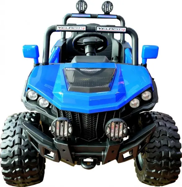 Masinuta electrica pentru copii Novokids M-Buggy UTV Albastru, faruri luminoase, roti din cauciuc Eva, telecomanda, maxim 30 kg , 12V, Mp3USB, 2 viteze, lungime 138 cm, model Offroad