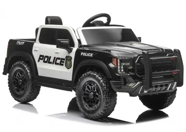 Masinuta electrica pentru copii Police P5, 4 motoare de 45W, acumulator 12V7Ah, telecomanda 2.4G, scaun din piele, roti EVA, lumini LED frontale, bluetooth, USB, card micro SD, intrare MP3
