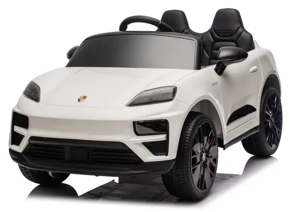 Masinuta electrica pentru copii, Porsche Macan, 140W 12V, roti EVA, scaun tapitat, echipata premium, alba
