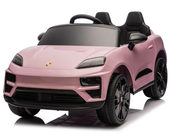 Masinuta electrica pentru copii, Porsche Macan, 140W 12V, roti EVA, scaun tapitat, echipata premium, roz pal
