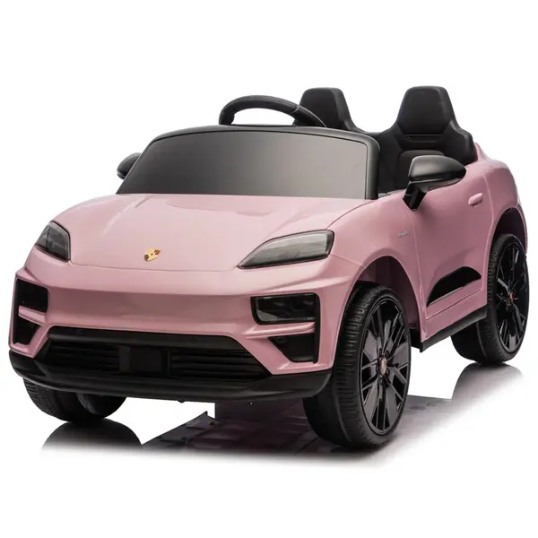 Masinuta electrica pentru copii, Porsche Macan, 140W 12V, roti EVA, scaun tapitat, echipata premium, roz pal