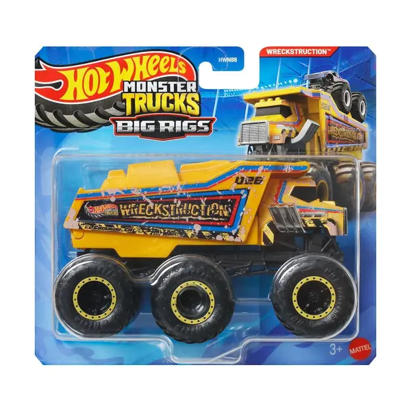 Masinuta Hot Wheels Monster Truck, Big Rigs, Wreckstruction, JHY77