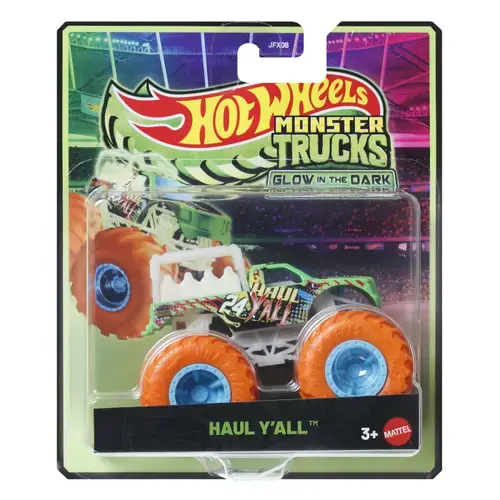 Masinuta Hot Wheels Monster Truck Glow in The Dark Haul Yall, Scara 1 la 64