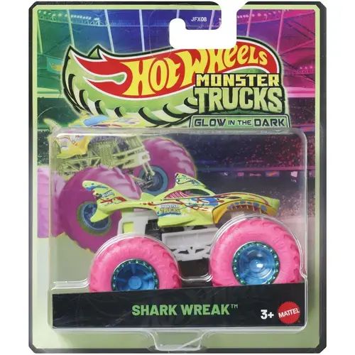Masinuta Hot Wheels Monster Truck - Glow in the Dark, Shark Wreak, scara 1:64