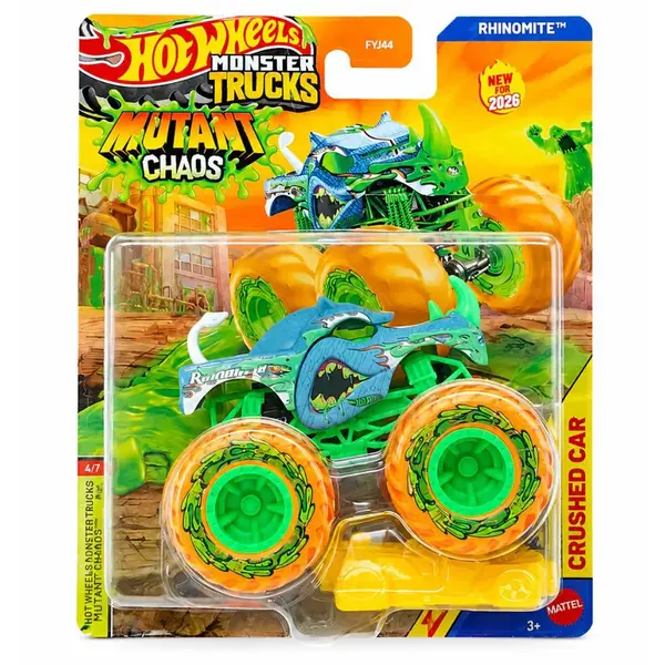 Masinuta Hot Wheels, Monster Truck, Mutant Chaos, Rhinomite, JHY57