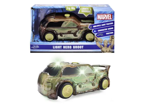 Masinuta - Marvel - Light Hero Groot, cu sunete si lumini | Jada Toys