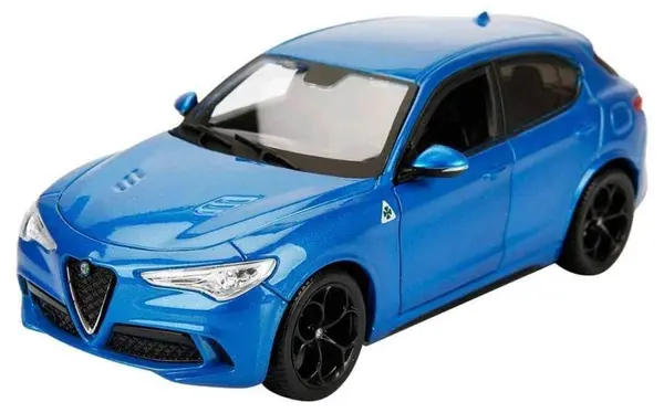 Mașinuță metalică Bburago - Alfa Romeo Stelvio Q4 Quadrifoglio V6, 1:24, albastru