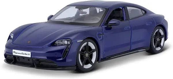 Mașinuță metalică Bburago - Porsche Taycan Turbo S, 1:24, albastru