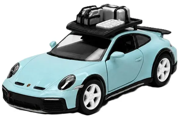 Mașinuță metalică Kinsmart - Porsche 911 GT2 RS, cu portbagaj, 1:36, albastru deschis