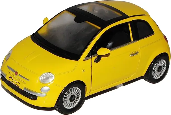 Mașinuță metalică Newray - Fiat 500, 1:24, galben