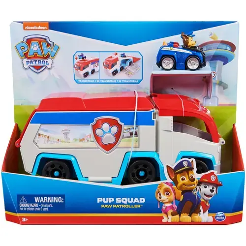 Masinuta Paw Patrol Pup Squad, Paw Patroller, cu figurina Chase