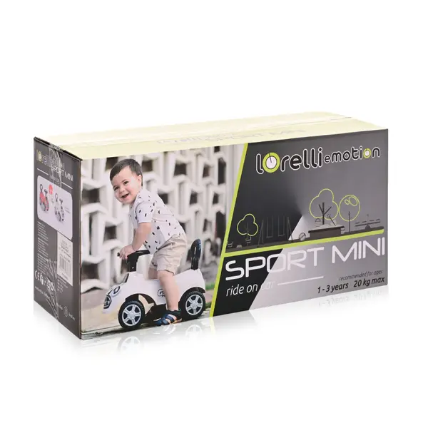 Masinuta pentru copii Lorelli Mini Blue, fara pedale, spatar cu functie de impingere, protectie impotriva rasturnarii, functii muzicale, lumini, inaltime de la sol la sezut 20 cm