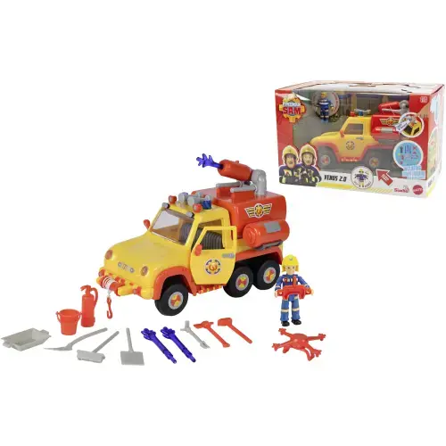 Masinuta pompieri Fireman Sam - Venus 2.0, 19 cm, cu figurina
