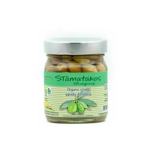 Masline verzi anthinolia cu cimbru si lamaie bio 290g Stamatakos Olivegrove