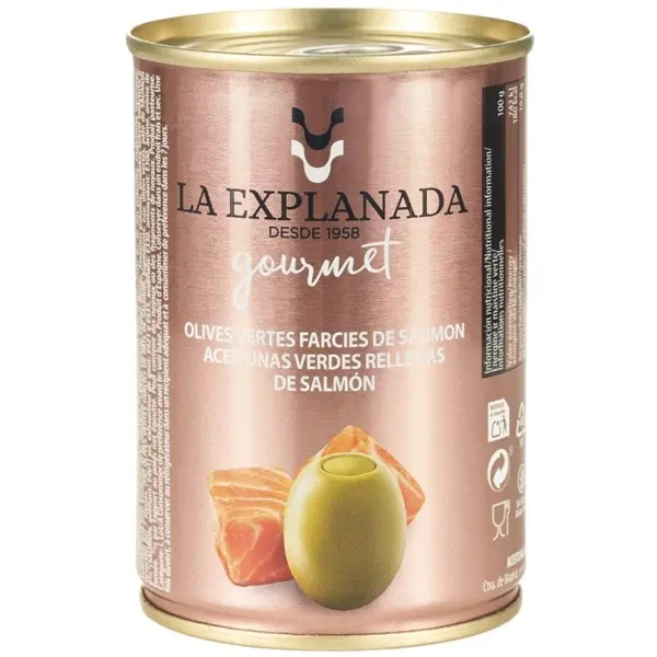 Masline Verzi Umplute cu Somon, Manzanilla, 280 g