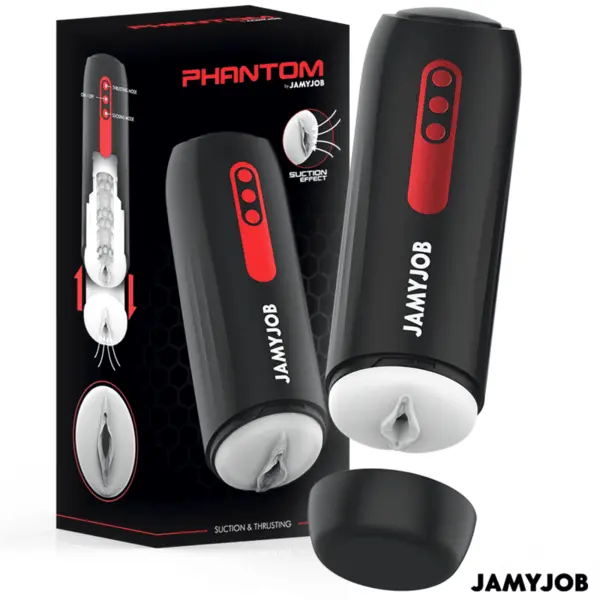 Masturbator automat JAMYJOB – Phantom, 5 moduri de sucțiune și mișcare, reîncărcabil USB, silicon