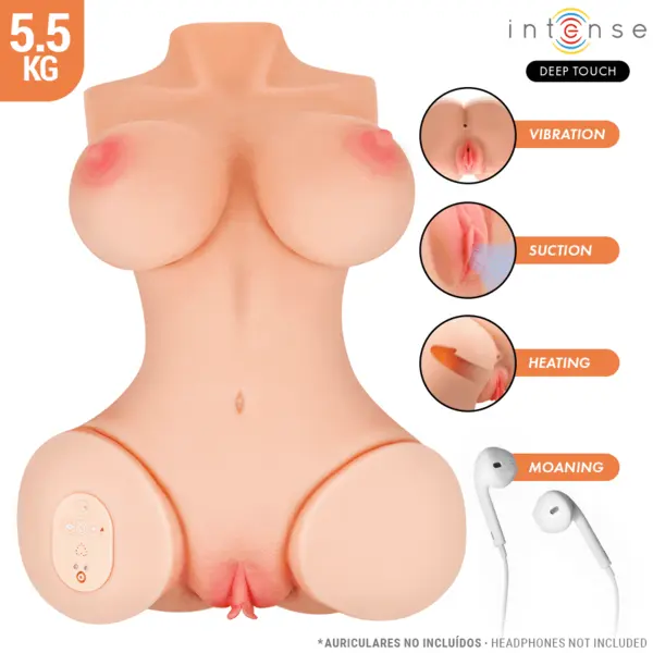 Masturbator INTENSE – Deep Touch Vero, cu vibrații, sucțiune, încălzire și efecte sonore, telecomandă, TPE realist, 5.5 kg