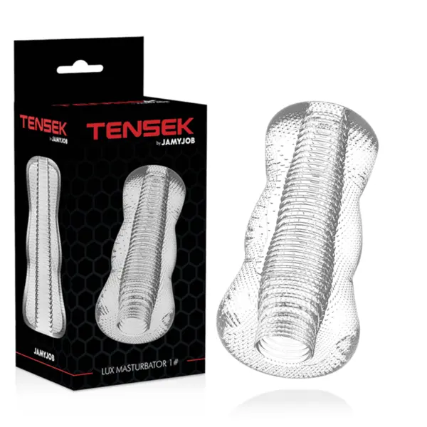 Masturbator JAMYJOB – Tensek 1, textură internă cu protuberanțe stimulatoare, material TPE, transparent
