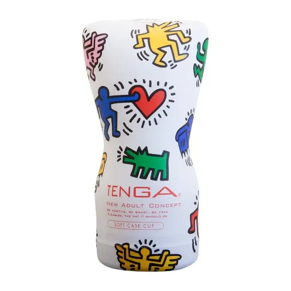 Masturbator manual TENGA Soft Case Cup, din material elastic, pentru exerciții de întârzierea ejaculării, alb