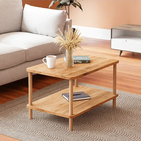 Masuta cafea moderna cu raft, design scandinav, 70x44x43 cm