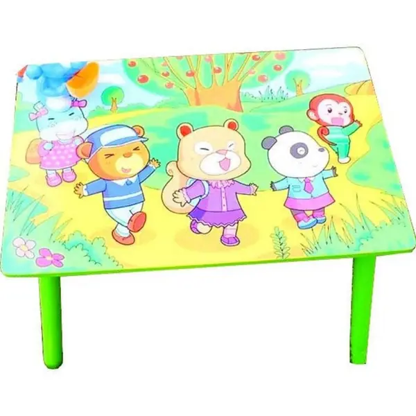 Masuta copii din MDF cu doua scaune Novokids My first table, dimensiuni 59X39X40, suprafata lucioasa, Verde