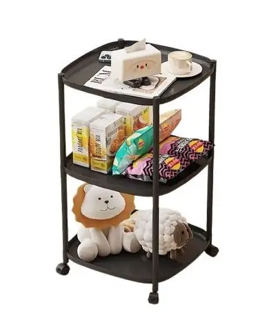 Masuta cu 3 polite mobila cu roti 62 x 39 x 39 NEGRU