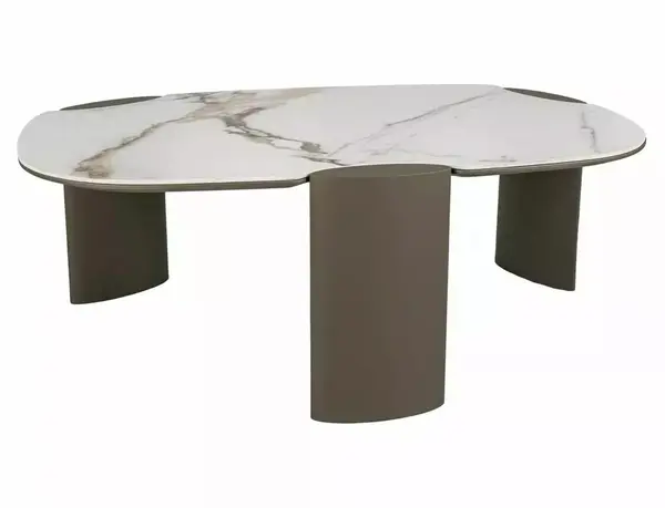 Masuta de cafea Adoro B alb lucios/cupru L105xl65 cm