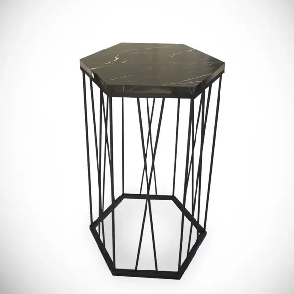 Masuta de cafea CETRUS, marmura + negru, 40x35x62 cm