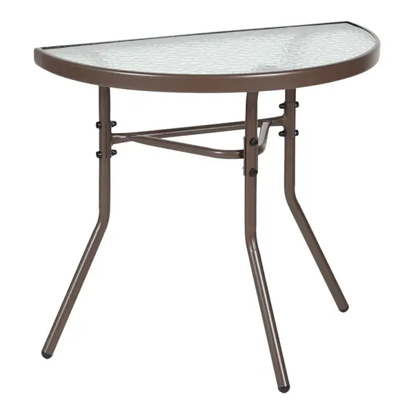 Masuta de cafea de gradina consola semicerc, Bion, Maro, 70x40x65 cm