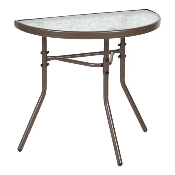 Masuta de cafea de gradina consola semicerc, Bion, Maro, 70x40x65 cm
