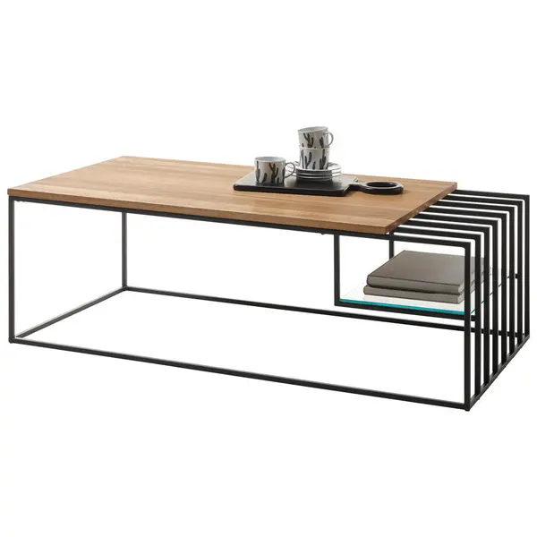 Măsuță De Cafea din lemn, metal, sticlă, 120/40/60 cm