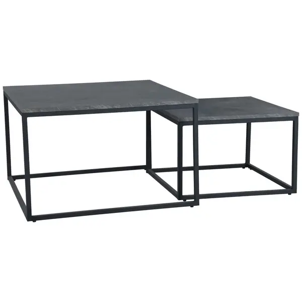 Măsuță De Cafea din metal, material pe bază de lemn, 80-60/80-60/50,5-40,5 cm