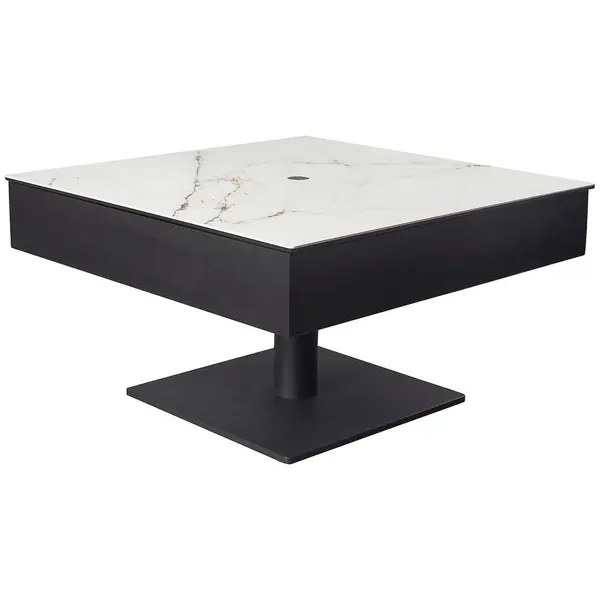 Măsuță De Cafea din metal, sticlă, ceramică, material pe bază de lemn, 75/75/42-57 cm