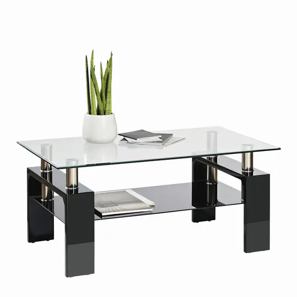 Măsuță De Cafea din metal, sticlă, material pe bază de lemn, 100/60/45 cm