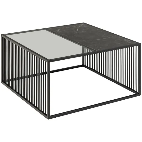 Măsuță De Cafea din sticlă, material pe bază de lemn, 80/80/40 cm