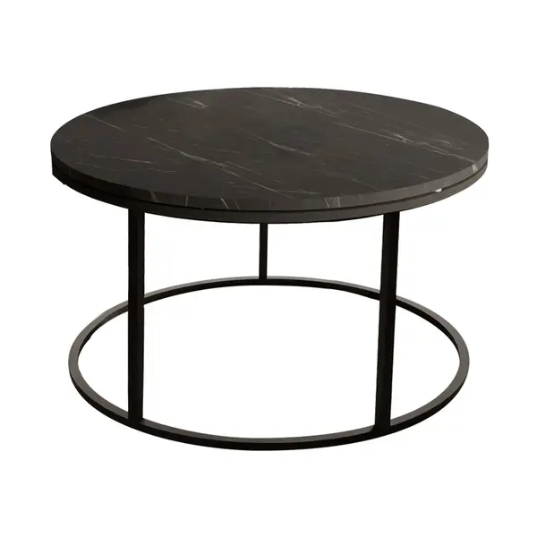 Masuta de cafea Drion marmura neagra melamina metal negru 60x60x40 cm