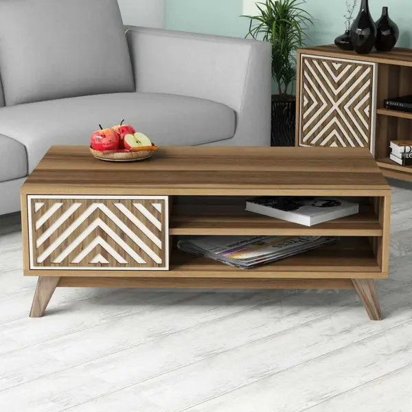 Masuta de Cafea İnci - Walnut, Crem