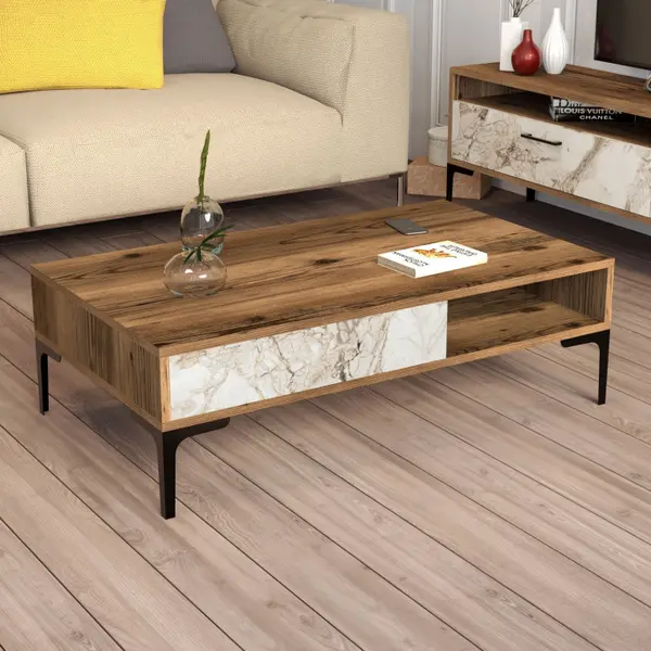 Masuta de Cafea Istanbul - Walnut, Alb Marble