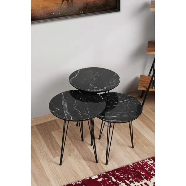 Masuta de Cafea MDF Mime, Negru, 38 x 38 x 55 - 50, 45 cm