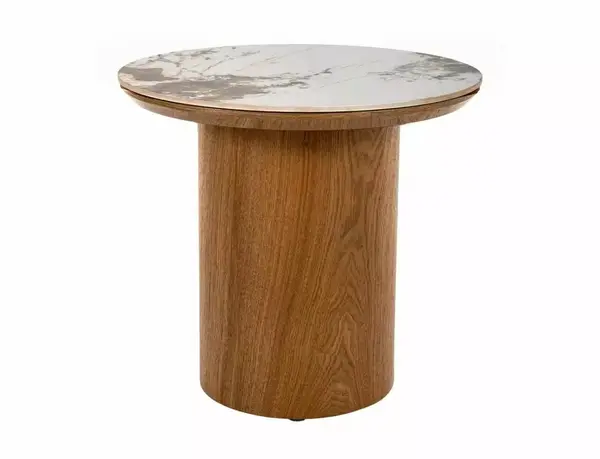Măsuță de cafea Rondo alb lucios / stejar ø45/h50 cm