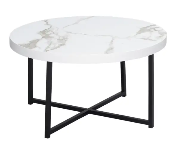 Masuta de cafea rotunda MDF/Metal 80x45 cm Alb