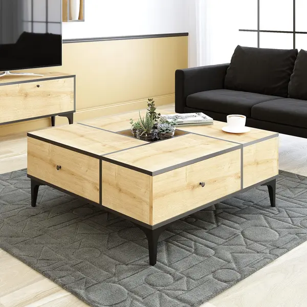 Masuta de cafea Shelfa, Stejar, 105x42x105 cm