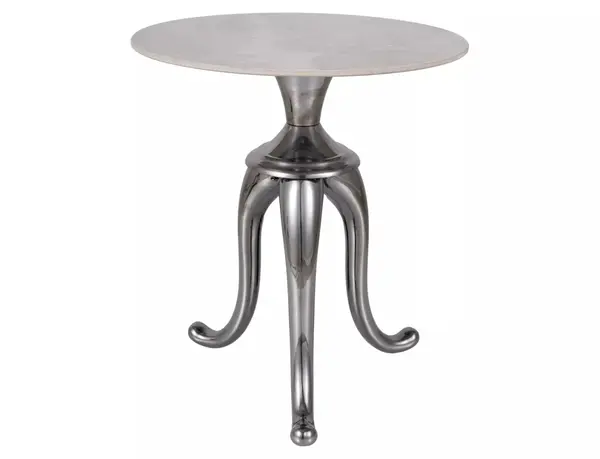 Masuta de cafea Snake marmura alba/argintiu ø48/h55 cm