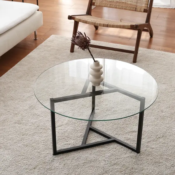 Masuta de cafea Triopa, Transparent, Negru, 75x42x75 cm